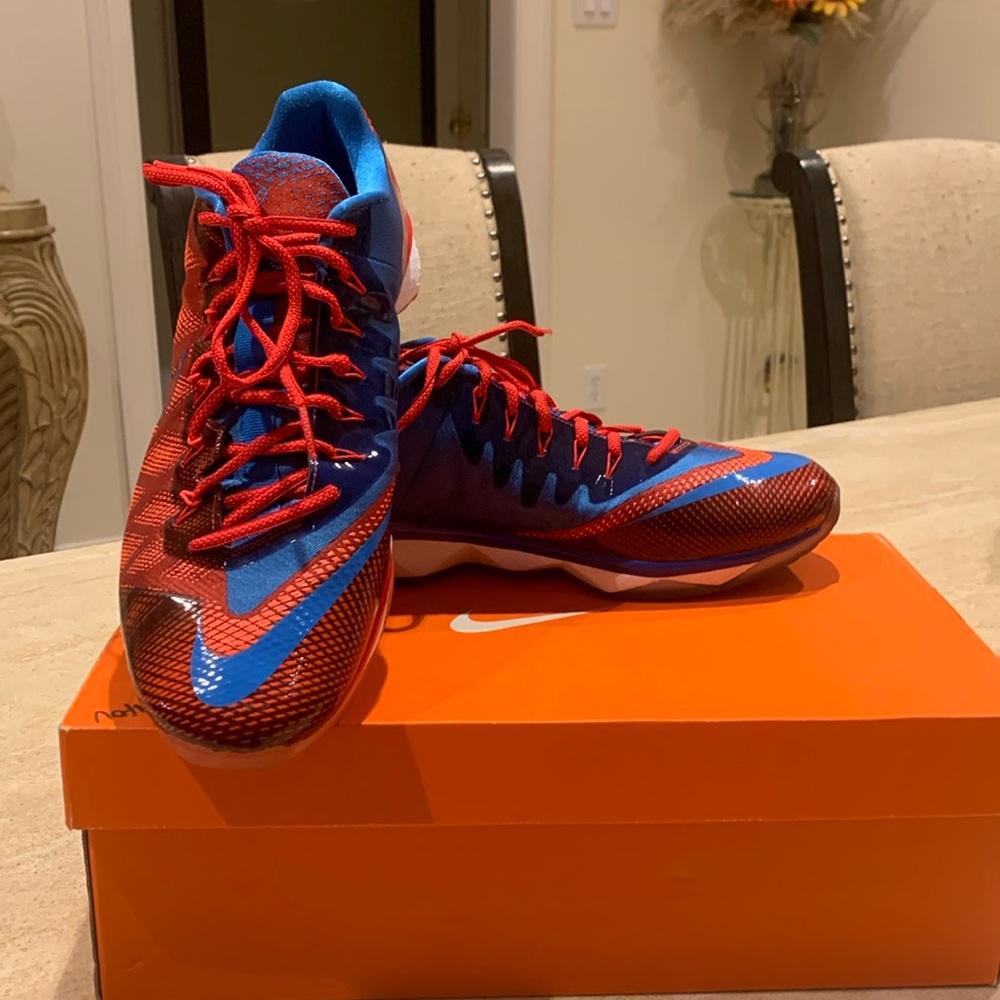 Nike Mens Flyweave Trainer CJ3 Shoes Calvin Johnson Red Blue Size 11.5